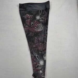 Eagle Rock Workshop Anglerfish Deep Sea Graphic Crop Leggings Size XL Black